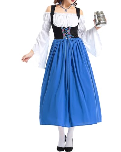 SANSIWU Frauen Französisches Dienstmädchen-Outfit, viktorianisches Dienstmädchenkleid, ausgefallene französische Schürze mit Haarschal, Cosplay, Halloween, Lolita-Kostüm, Dienstmädchen-Kostüm (A-04, von SANSIWU