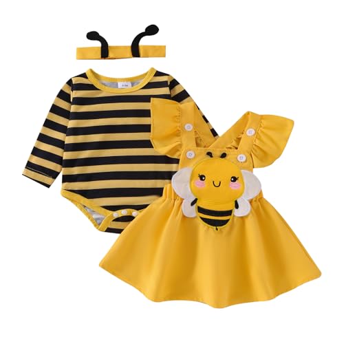 SANSIWU Halloween-Bienenkostüm für Kleinkinder, Babys, Mädchen, niedlicher Strampler mit fliegenden Ärmeln, Bubble-Biene, Straps-Kleid + Stirnband, Sets für Süßes oder Saures, Cosplay-Outfits (Gelb, 0 SANSIWU Halloween-Bienenkostüm für Kleinkinder, Babys, Mädchen, niedlicher Strampler mit fliegenden Ärmeln, Bubble-Biene, Straps-Kleid + Stirnband, Sets für Süßes oder Saures, Cosplay-Outfits (Gelb, 0 von SANSIWU