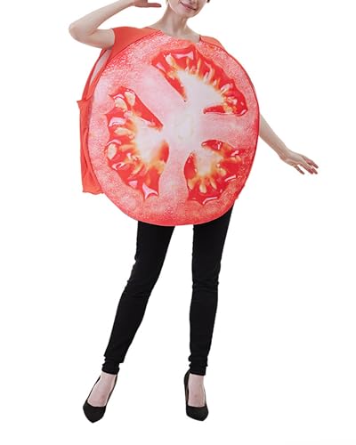 SANSIWU Halloween-Kostüm, Obst-Cosplay-Kostüm, lustig, ärmellos, Weste mit Hut, Cosplay-Kostüm für Damen und Herren, Themenparty-Outfits (Tomate, Einheitsgröße) von SANSIWU