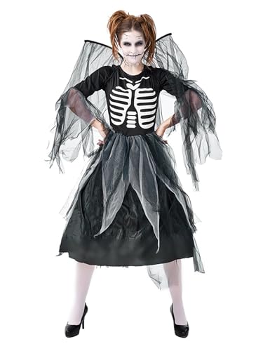 SANSIWU Halloween-Kostüm für Damen, für Erwachsene, Leichenbraut-Kostüm, Hexenkleid, Halloween mit Maske, perfekt für Halloween oder jede Kostümparty (Standard, M, F-Schwarz 4) von SANSIWU