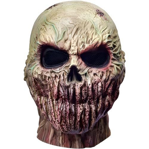 SANSIWU Halloween Starre Zombie Facewear Cosplay Kostüm Schädel Facewear Vollgesicht Cosplay Party Face Requisiten Gesichtsbedeckung für Mottoparty (A-01, Einheitsgröße) von SANSIWU