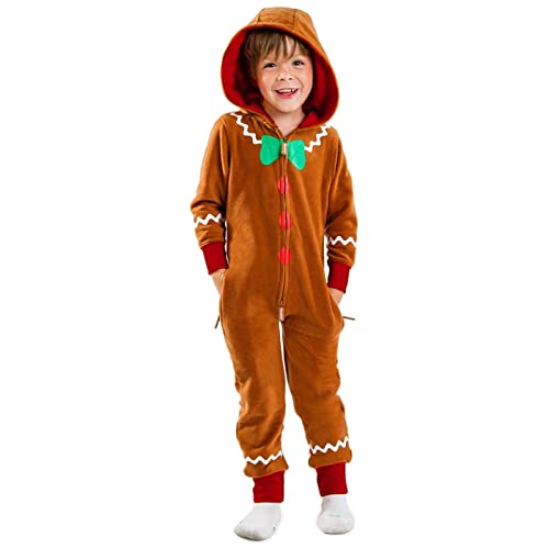 SANSIWU Lebkuchen-Kostüm für Erwachsene und Kinder, Lebkuchen-Kostüm, Einteiler-Kostüm, Cosplay, Overall, Outfits für Männer und Frauen, A-02, 7-8 Years von SANSIWU