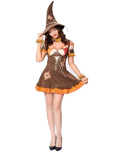 SANSIWU Vogelscheuche für Damen, Halloween-Kostüm, böse Vogelscheuche, Kragen-Kostüm-Set für Erwachsene, Halloween, Verkleidung, Party, Cosplay (Braun, L) von SANSIWU