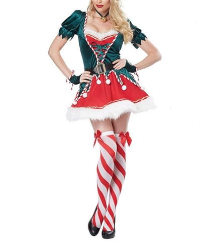 SANSIWU Weihnachts-Kostüm-Set für Damen und Herren, Deluxe-Weihnachtsbaummantel mit Hose/Spleißkleid, Set für Erwachsene, Paare, Cosplay-Outfits (Dunkelgrün, Größe XL) von SANSIWU