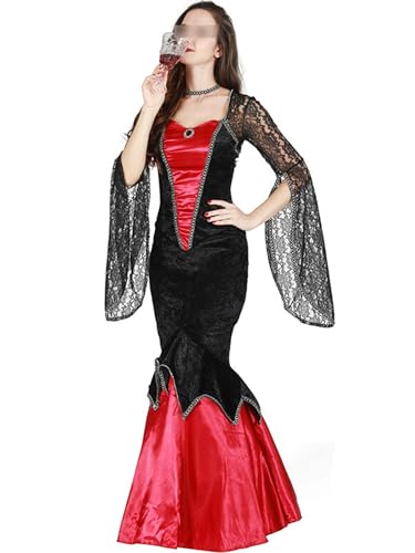 Spooktacular Creations Königliches Vampir-Kostüm für Erwachsene, Herren, Damen, Halloween, Gothic, Vampirin, klassisches Halloween-Kostüm (A-Vampir-Gräfin, Einheitsgröße) von SANSIWU