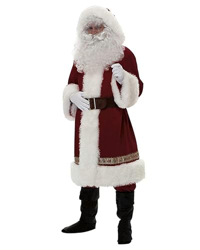 Weihnachtsmann-Kostüm-Set für Herren, Deluxe-Weihnachtsmann-Anzug, professionelles Weihnachtsmann-Outfit, Weihnachtsmann-Cosplay-Kostüm (A-01, L) von SANSIWU