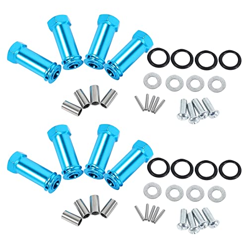 SAROAD 8 x Aluminium-Verlängerungsadapter, 12 mm, Sechskant-Nabe, 24 mm, Spurverbreiterung für 1/18 A959 Upgrade-Teile, ferngesteuertes Auto, Blau von SAROAD