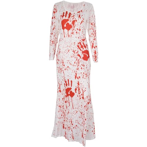 SAROAD Horror-Kostüm für Mädchen, Damen, Handabdruck, blutiges Kostüm, Halloween-Kostüm, Größe L von SAROAD