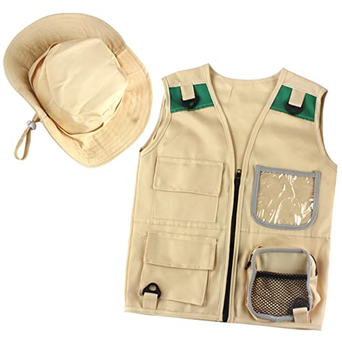 SAROAD Outdoor-Abenteuer-Kit, Khaki Cargo-Weste und Hut für Junge Kinder Bequemes und Langlebiges EntdeckerkostüM Rollenspielspielzeug von SAROAD