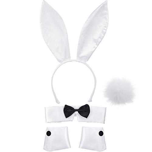 Hasen-Zubehör-Set mit Hasenohren, Haarband, Fliege, Manschetten, Schwanz für Kostümparty Hasen-Zubehör-Set mit Hasenohren, Haarband, Fliege, Manschetten, Schwanz für Kostümparty von SATINIOR