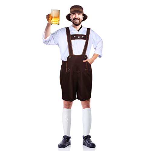 Herren Bayerisches Oktoberfest Kostüm Deutscher Bayerischer Kerl Erwachsenenkostüm Glas Bierkrug mit Henkel für Halloween Party (XX-Large) von SATINIOR