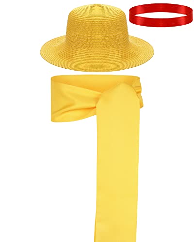 SATINIOR 2 Strohhut Ruffy und Kostüm Taille Schärpe Gürtel Animation Cosplay Hut Anime Cartoon Charakter Sonnencreme Gelb Sommer Sonnenhut, Mehrfarbig von SATINIOR