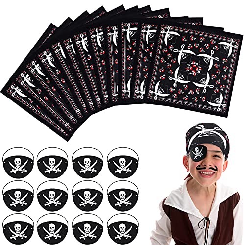 SATINIOR 24 Stücke Piraten Party Zubehör Enthält 12 Piraten Kapitän Filz Augenklappen 12 Piraten Bandana Cosplay Requisiten für Jugendliche und Erwachsene Halloween Piraten Thema Kostüm Zubehör von SATINIOR