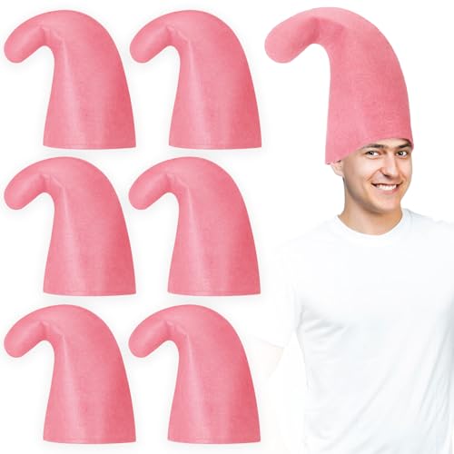 SATINIOR 6 Stück Karneval Zwergenmütze Filz Schlumpfmütze für Erwachsene Weihnachtskleid Kopfbedeckung für Kostüm Ausgefallenes Cosplay Partyzubehör (Rosa) von SATINIOR