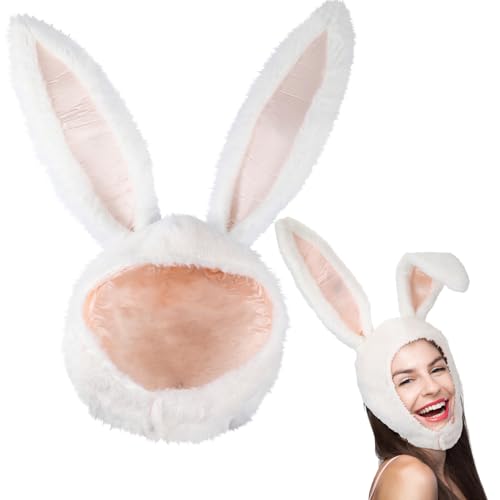 SATINIOR Osterhase Mütze Plüsch Hasenohren Kappe Niedlich Party Kostüm Kaninchen Hut mit Ohren Süße Weiße Hasenmütze Flauschige Tier Hase Ohren Kopfbedeckung für Erwachsene Kinder Geburtstag Cosplay von SATINIOR