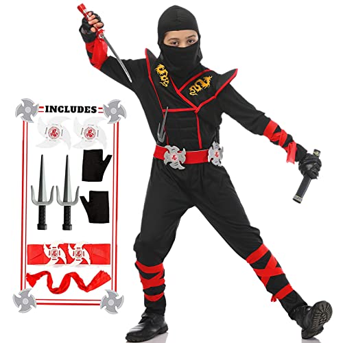 SATKULL Halloween-Ninja-Kostüm, Kinder, Ninja-Cosplay-Kostüm, Jungen, Ninja-Muskel-Kostüm, Ninja-Rollenspiel-Kostüm, Jungen und Mädchen für Halloween, Weihnachtsfeiern (Kinder, Größe S-4/5T) von SATKULL