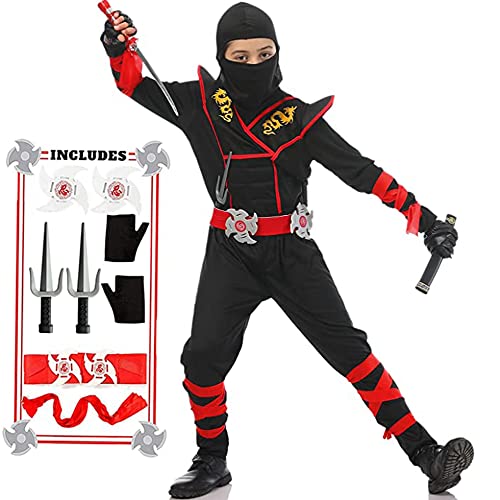 SATKULL Halloween-Ninja-Kostüm, Kinder, Ninja-Cosplay-Kostüm, Jungen, Ninja-Muskel-Kostüm, Ninja-Rollenspiel-Kostüm, Jungen und Mädchen für Halloween, Weihnachtsfeiern (Kinder, M - 6/7T) von SATKULL