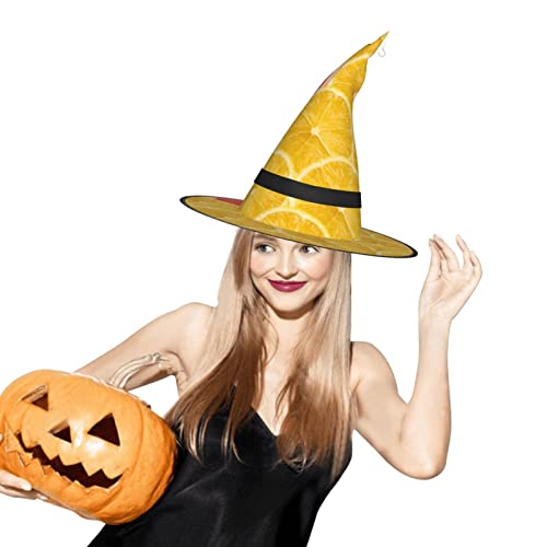 Halloween-Dekoration mit Zitronenmotiv, Hexenhut, beleuchteter Hexenhut, hängend, beleuchtet, leuchtender Hexenhut für Halloween-Partyzubehör von SATUSA