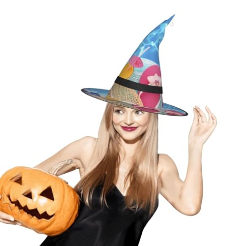 Sommerferien Druck Halloween Dekoration Hexenhut Leuchtender Hexenhut Hängender beleuchteter leuchtender Hexenhut für Halloween Party Supplies von SATUSA