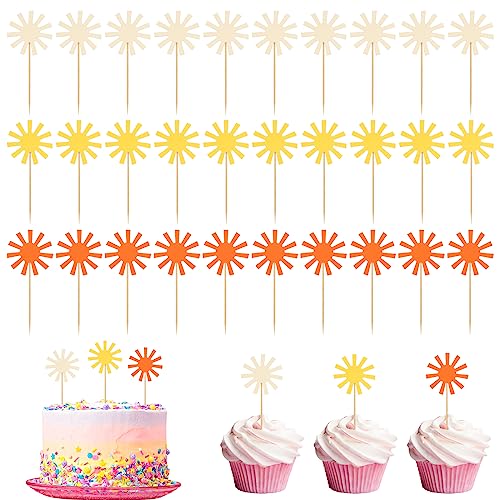 36st Sonnen Cupcake Topper, 3 Farben Sunshine Kuchentopper Cupcake Topper für Geburtstagsfeiern Kuchendekorationen Bambusstäbe für Geburtstagskuchendekoration 36st Sonnen Cupcake Topper, 3 Farben Sunshine Kuchentopper Cupcake Topper für Geburtstagsfeiern Kuchendekorationen Bambusstäbe für Geburtstagskuchendekoration von SAVITA