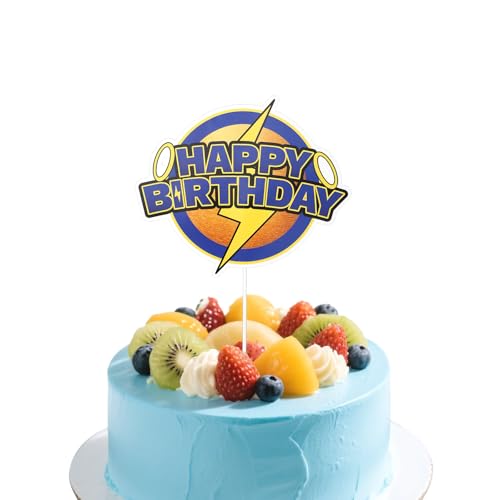 Cartoon Geburtstagsdekorationen, 16,7x15cm Blauer und Goldener Ring Blitz Geburtstagskuchenaufsatz für Jungen und Mädchen Cartoon Motto Partydekoration Cartoon Geburtstagsdekorationen, 16,7x15cm Blauer und Goldener Ring Blitz Geburtstagskuchenaufsatz für Jungen und Mädchen Cartoon Motto Partydekoration von SAVITA