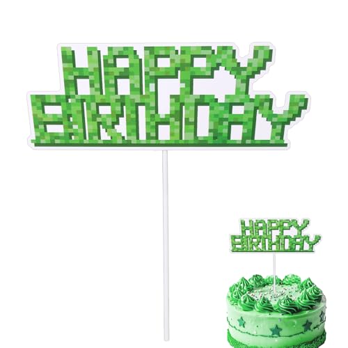 Happy Birthday Tortenaufsatz, Grüne Partydekorationen zum Thema Spiel für Kinder Süßer Cartoon-Geburtstagskuchenaufsatz Foto-Requisite Partyzubehör zum Thema Spiel Happy Birthday Tortenaufsatz, Grüne Partydekorationen zum Thema Spiel für Kinder Süßer Cartoon-Geburtstagskuchenaufsatz Foto-Requisite Partyzubehör zum Thema Spiel von SAVITA