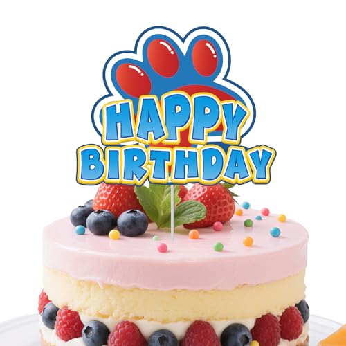 Happy Birthday Tortenaufsatz, Papier Hundepfote Süße Blaue Cartoon Partydeko für Kinder Jungen und Mädchen Happy Birthday Tortenaufsatz, Papier Hundepfote Süße Blaue Cartoon Partydeko für Kinder Jungen und Mädchen von SAVITA