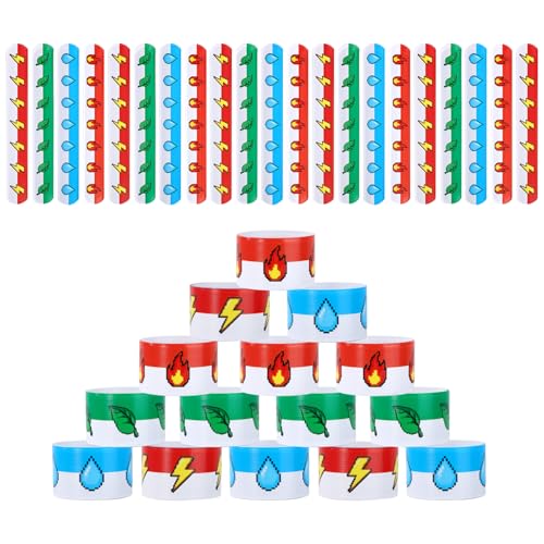 SAVITA 36stk Rot-Weiße Cartoon-Schlagarmbänder, 4 Farben Anime-Geburtstagsparty-Geschenke Videospiel-Schlagarmbänder für Anime-Sammlerstücke Partydekorationszubehör SAVITA 36stk Rot-Weiße Cartoon-Schlagarmbänder, 4 Farben Anime-Geburtstagsparty-Geschenke Videospiel-Schlagarmbänder für Anime-Sammlerstücke Partydekorationszubehör von SAVITA