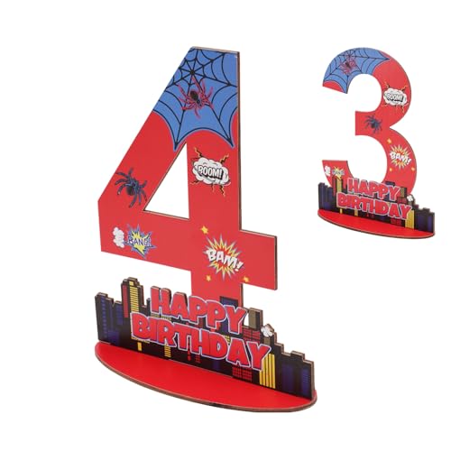 SAVITA 4.Geburtstagsparty-Dekoration zum Spinnen-Geburtstag, aus Holz Tischdekoration Schild mit der Zahl 4 Happy Birthday Tischaufsätze für Jungen Cartoon Spinnenthema Kinder Partyzubehör SAVITA 4.Geburtstagsparty-Dekoration zum Spinnen-Geburtstag, aus Holz Tischdekoration Schild mit der Zahl 4 Happy Birthday Tischaufsätze für Jungen Cartoon Spinnenthema Kinder Partyzubehör von SAVITA