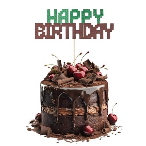 SAVITA Happy Birthday Kuchenaufsatz, Grüner Brauner Kuchenaufsatz Dekorationen zum Thema Cartoon Videospiele Einfach zu Verwendendes Partyzubehör für Babyparty zum Geburtstag von Jungen Mädchen SAVITA Happy Birthday Kuchenaufsatz, Grüner Brauner Kuchenaufsatz Dekorationen zum Thema Cartoon Videospiele Einfach zu Verwendendes Partyzubehör für Babyparty zum Geburtstag von Jungen Mädchen von SAVITA
