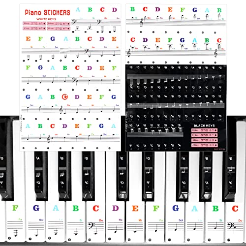 SAVITA Klaviertastatur Aufkleber, Piano Keyboard Stickers für Weiß & Schwarz 88/61/54/49/3732 Taste Piano Key Stickers Klavier Keyboard Aufkleber mit Installationsstift für Kinder Anfänger von SAVITA