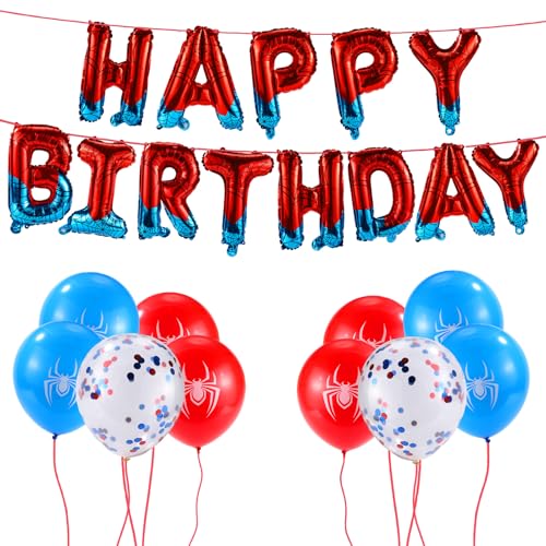 SAVITA Spinnenmotiv Geburtstagsbanner, Polyester-Spinnennetz-Happy Birthday-Banner und Luftballons Lustige Cartoon-Buchstaben Ideale Party-Dekoration für Jungen Mädchen SAVITA Spinnenmotiv Geburtstagsbanner, Polyester-Spinnennetz-Happy Birthday-Banner und Luftballons Lustige Cartoon-Buchstaben Ideale Party-Dekoration für Jungen Mädchen von SAVITA