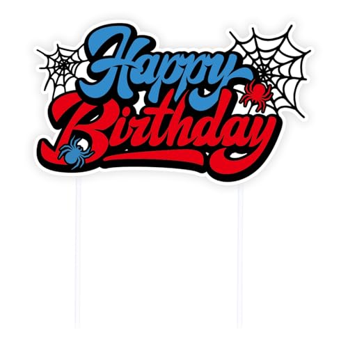 Spinnen-Geburtstagstortendekoration, Cartoon-Spinnennetz Happy Birthday Tortenaufsätze für Jungen und Kinder Blau & Rot Partyzubehör zum Thema Spinnen Spinnen-Geburtstagstortendekoration, Cartoon-Spinnennetz Happy Birthday Tortenaufsätze für Jungen und Kinder Blau & Rot Partyzubehör zum Thema Spinnen von SAVITA