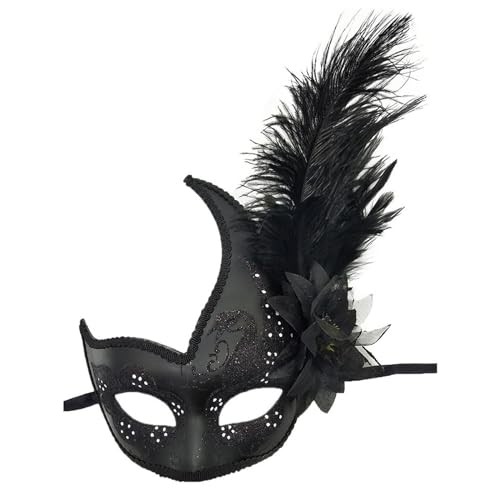SAVOMA Weihnachten Halloween Federmaske Karneval Geist Maske (Farbe: 1schwarz) von SAVOMA