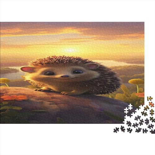 Niedliche Tiere 1000 Teile Niedlicher Igel Für Erwachsene Puzzles Geburtstag Family Challenging Games Wohnkultur Educational Game Stress Relief 300pcs (40x28cm) von SAYOBO