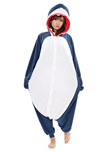 SAZAC Hai Kigurumi - Einteiler Jumpsuit Halloween Kostüm, Blau, XL von SAZAC