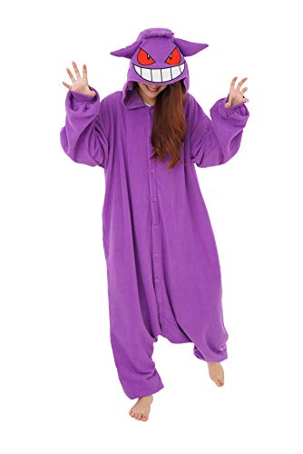 SAZAC Kigurumi - Pokemon - Gengar - Jumpsuit - Halloween Kostüm - Erwachsene Einheitsgröße - alles lila von SAZAC