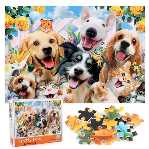 Haustier -Hund -Puzzle 1000 Teile, Panorama Puzzle, Geschicklichkeitsspiel für die ganze Familie, Hunde, DIY, Kreative Unterhaltung, Spaß,Erwachsenenpuzzleür Erwachsene und Kinder ab 12 Jahren Puzzle von SBJJGQIS