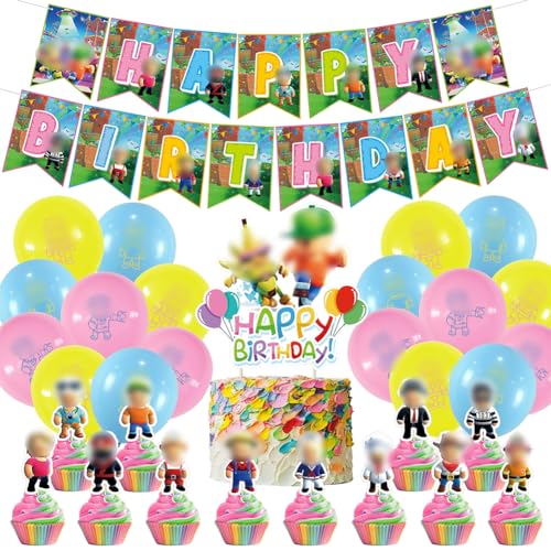 SBJJGQIS 32 Stücke Guys Geburtstag Deko, Guys Party Dekorationsset Geburtstagsparty, Mit Banner Luftballons Cake Topper Kuchen-Topper Für Jungen Guys Fans Geburtstag Partyzubehör von SBJJGQIS