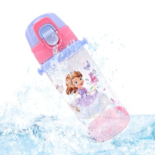 SBJJGQIS 450ML Prinzessin Personalisierbare Wasserflasche,Strohhalm Deckel, auslaufsicher, BPA frei, Kinder Rosa Wasserflasche,PrinzessinTrinkwasserflasche für Schule Bottle Fitness Camping Reisen von SBJJGQIS