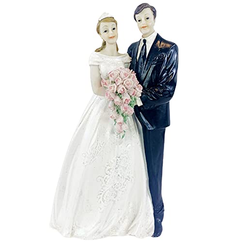 SBJJGQIS Hochzeitspaar Cake Topper,Braut Bräutigam Figuren Kuchen Dekorationen,Romantisch Liebeskuchen Mit Brautstrauß Für Geburtstag Hochzeit Valentinstag Autodekoration von SBJJGQIS