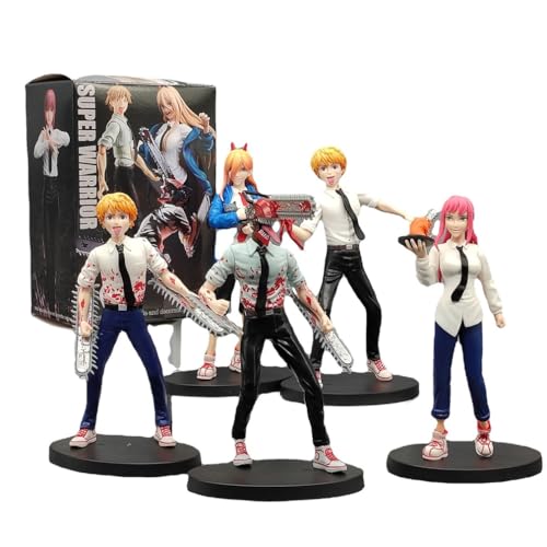 SBNYTBLW 5Pcs Kettensägen Mans Anime Figur Sammlung Modell Dekoration Sammlerstücke Statue von SBNYTBLW