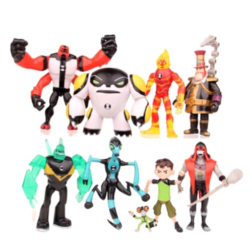 SBNYTBLW 9Pcs Ben10 Anime Figur Sammlung Modell Dekoration Sammlerstücke Statue von SBNYTBLW