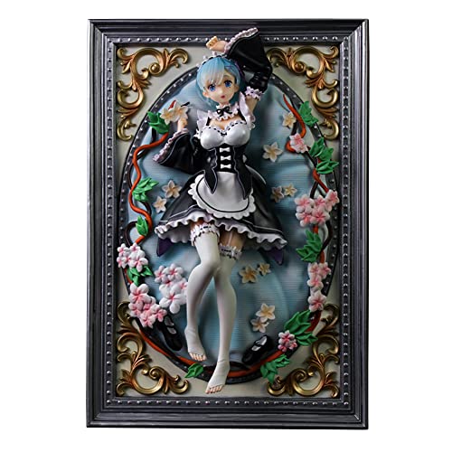 SBNYTBLW Anime Rem Figuren Remu Actionfigur 3D-Fotorahmen Modell Anime Figur Rem Statue Modell Souvenir Geschenke for Fans von SBNYTBLW