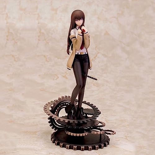 SBNYTBLW Makise Kurisu Uniform stehende Anime-Figur, schönes Mädchen, Zeichentrickspiel, Anime-Charakter, Puppe, PVC-Modellsammlung, Desktop-Dekoration, Statuen, Anime-Geschenk for die Familie von SBNYTBLW