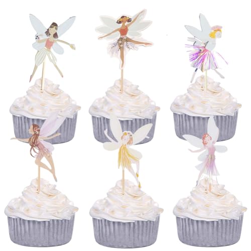 Fairy Cupcake Toppers, 36 StüCk Blumenfee Party Kuchen Dekoration, Blumenfee Cupcake Tortenaufsatz FüR Geburtstagsfeier Cupcake-Dekoration FüR Geburtstag Party Kinder von SBOACXC