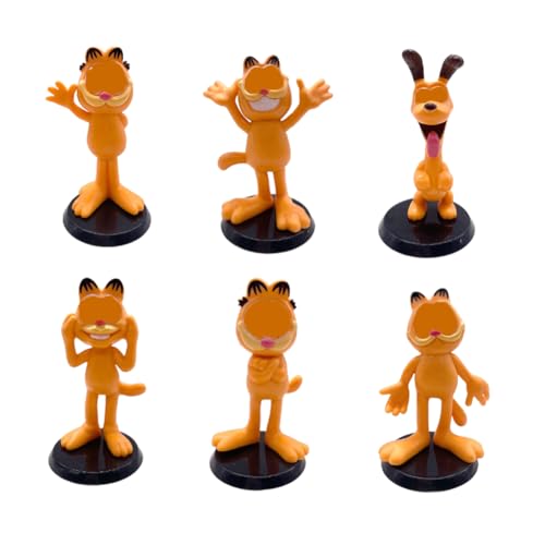 Orangene Katze Figuren Set, 6 Stück Orangene Katze Mini Figuren, Orangene Katze Cake Topper, Orangene Katze Action Figuren, Orangene Katze PVC Kunststoff, Orangene Katze Dolls Toys für Kinder Fans Ad von SBOACXC