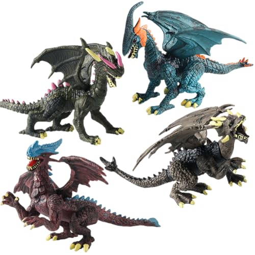 4pcs Dschungeldrache, Creatures Mythischer Dämon-Dragon Monster, Fantasy Drachen Actionfigur mit Beweglichen Armen und Tail, Figuren Actionfiguren für Jungen und Mädchen ab 7 Jahren von SBOACXC