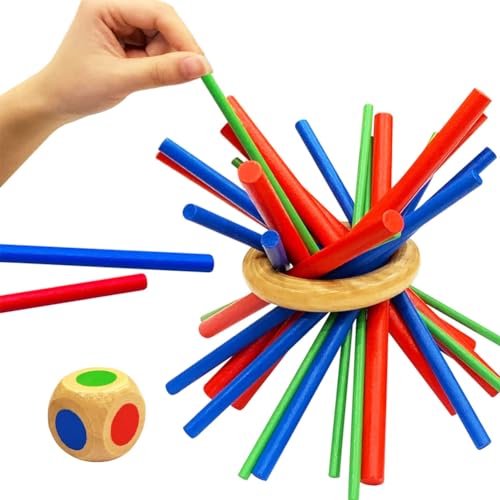 SBOACXC Bunt Balance Stick Spielzeug, Montessori Wooden Toys, Color Matching Fine Motor Skills Toys, Bunte Holzstäbchen, Holz um es Stabil zu Halten, Spielzeug Sensorisches Lernspielzeug für Babys von SBOACXC