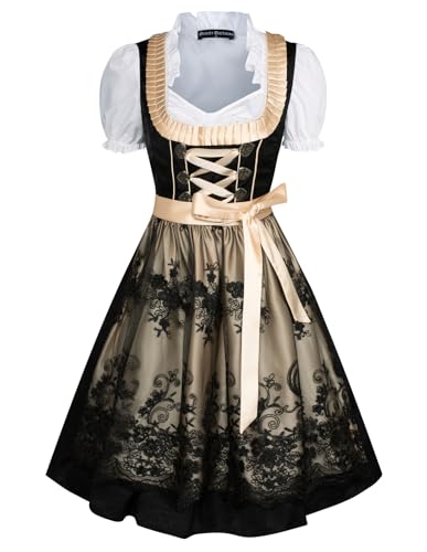 Damen Oktoberfestkleid 3-tlg Karneval Kostüme Bayerisches Dirndl Kleid Schwarz 3XL von SCARLET DARKNESS